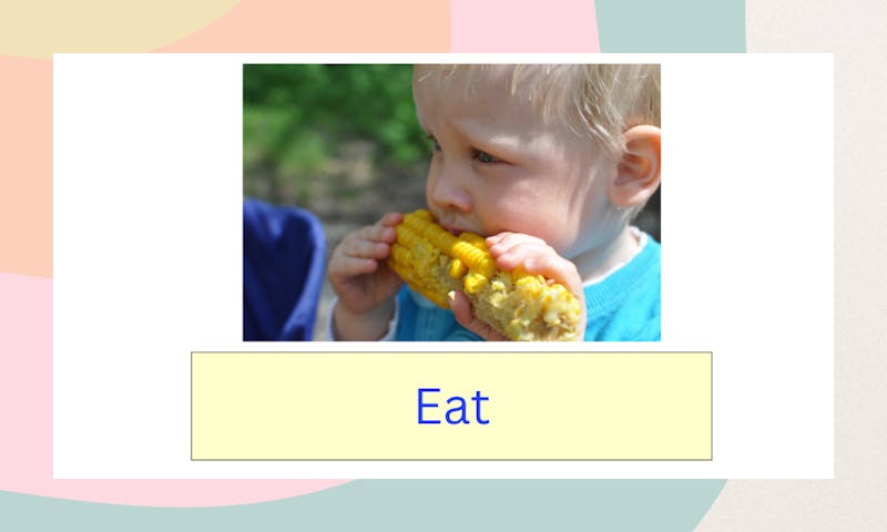 first grade verbs worksheets, child eating